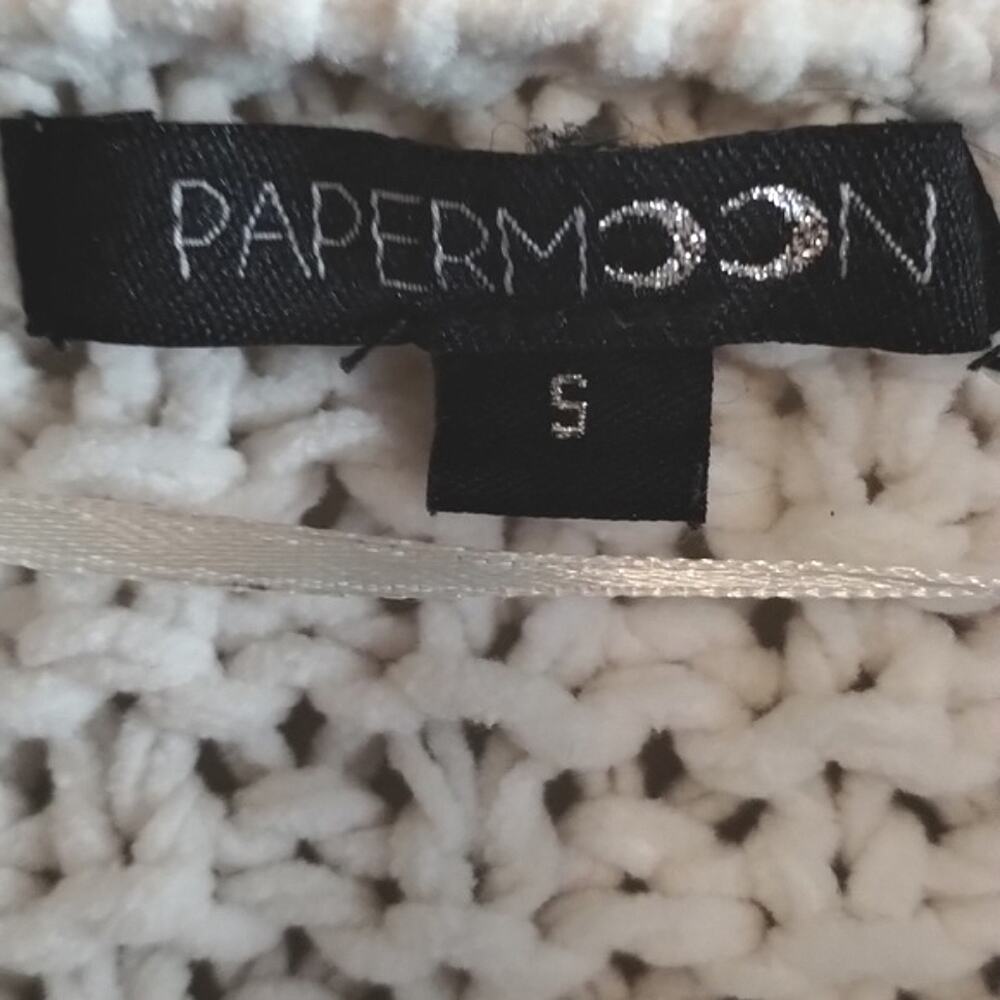 Papermoon NNT Cora Cropped Cable Thick Loose Knit Ivory Crewneck Sweater S - Picture 6 of 15